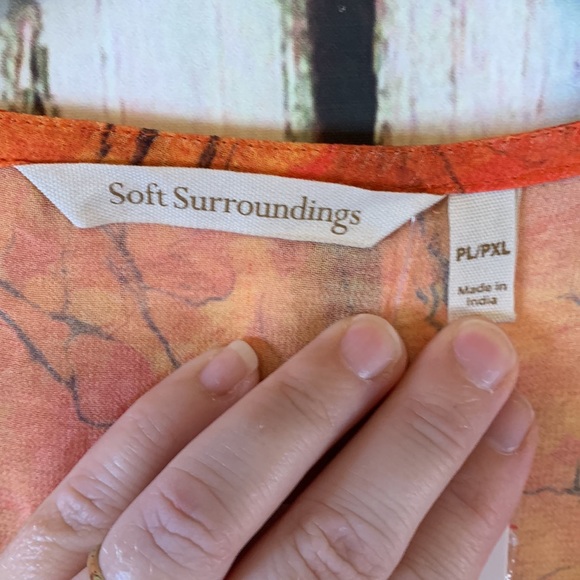 🚫SOLD🚫Soft Surroundings Orange Sheer Beaded Caftan or Swim Cover PL/PXL - Picture 4 of 9